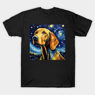 Redbone Dog Portrait in Van Gogh Style T-Shirt